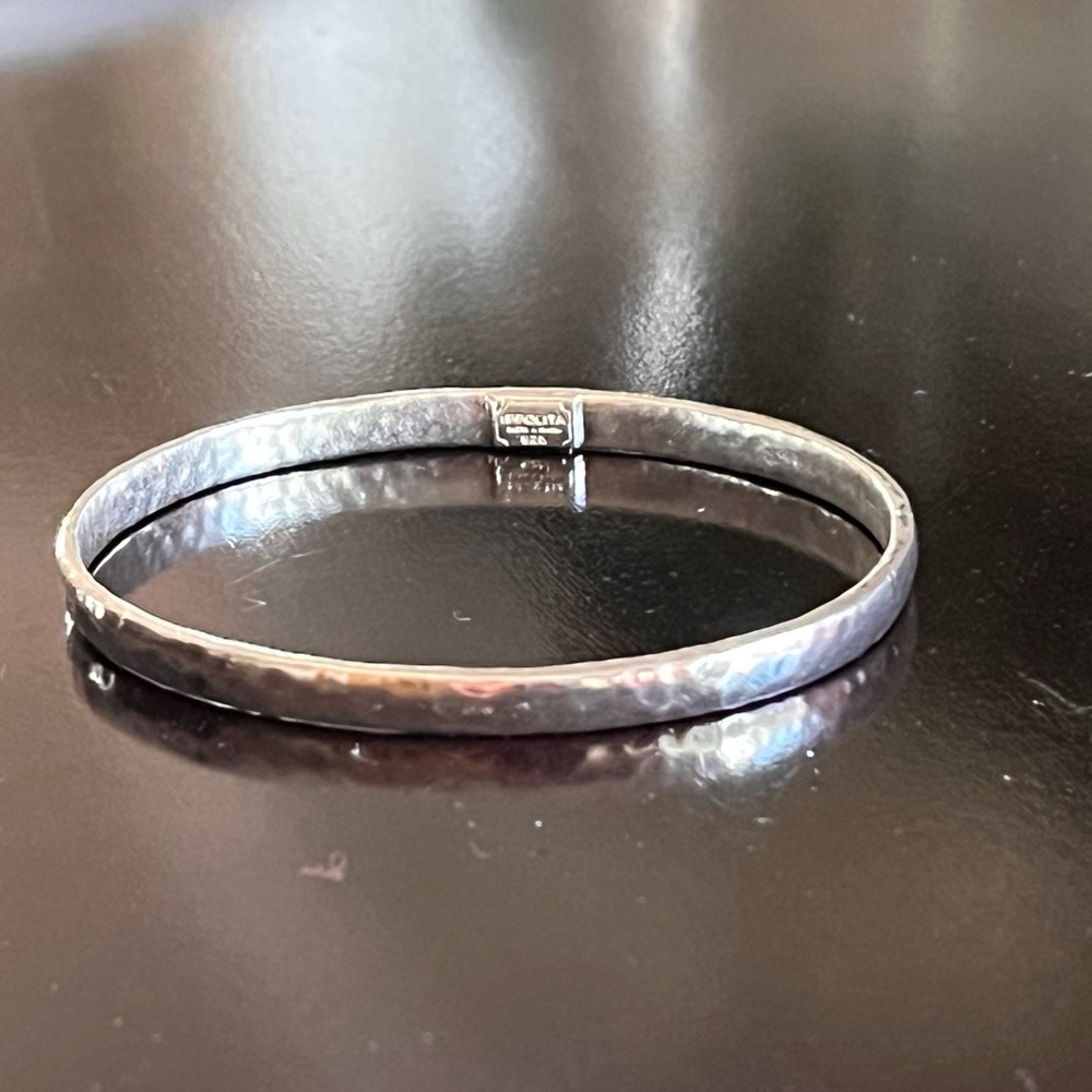 IPPOLITA Solid 925 Sterling Silver Flat Hammered Bangle Bracelet LIKE NEW $295